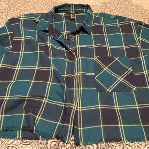 forever 21 cropped flannel top